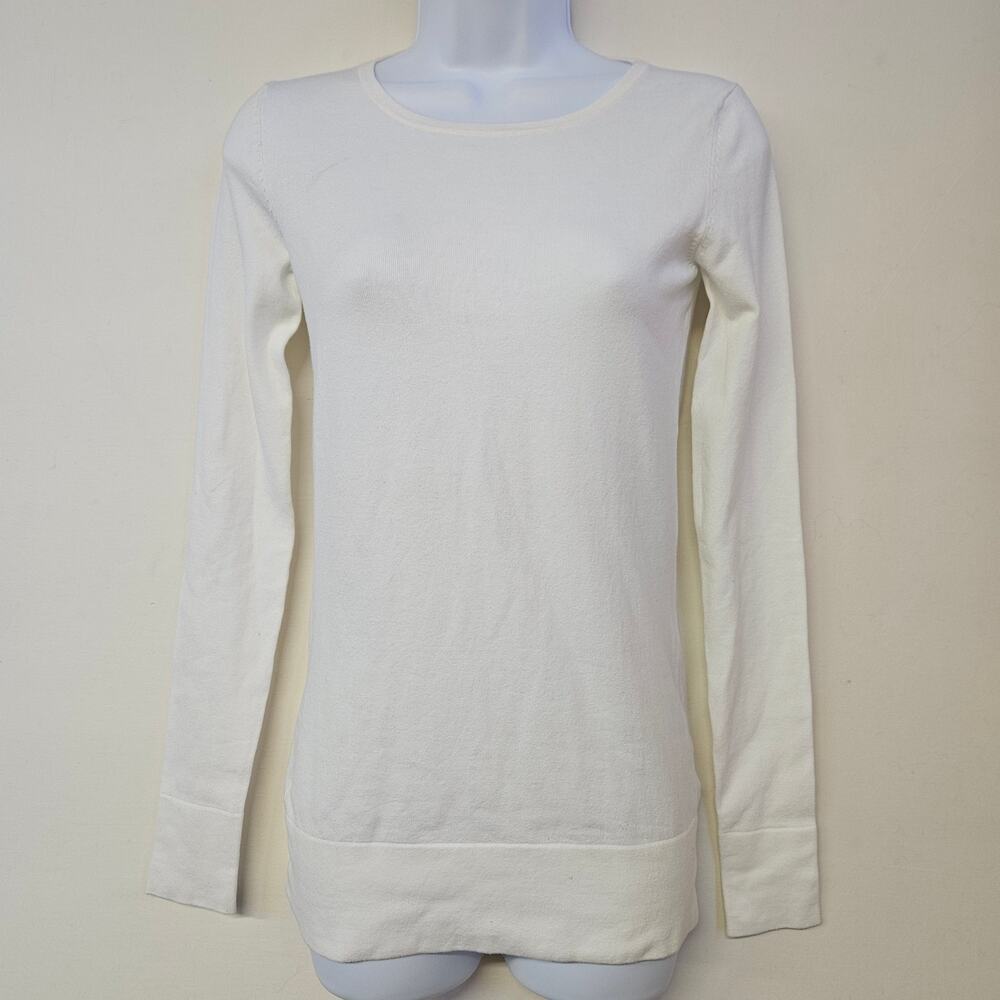 Minnie Rose Ivory‎ Long Sleeve Sweater Size XS Preppy Quiet Luxury Classic